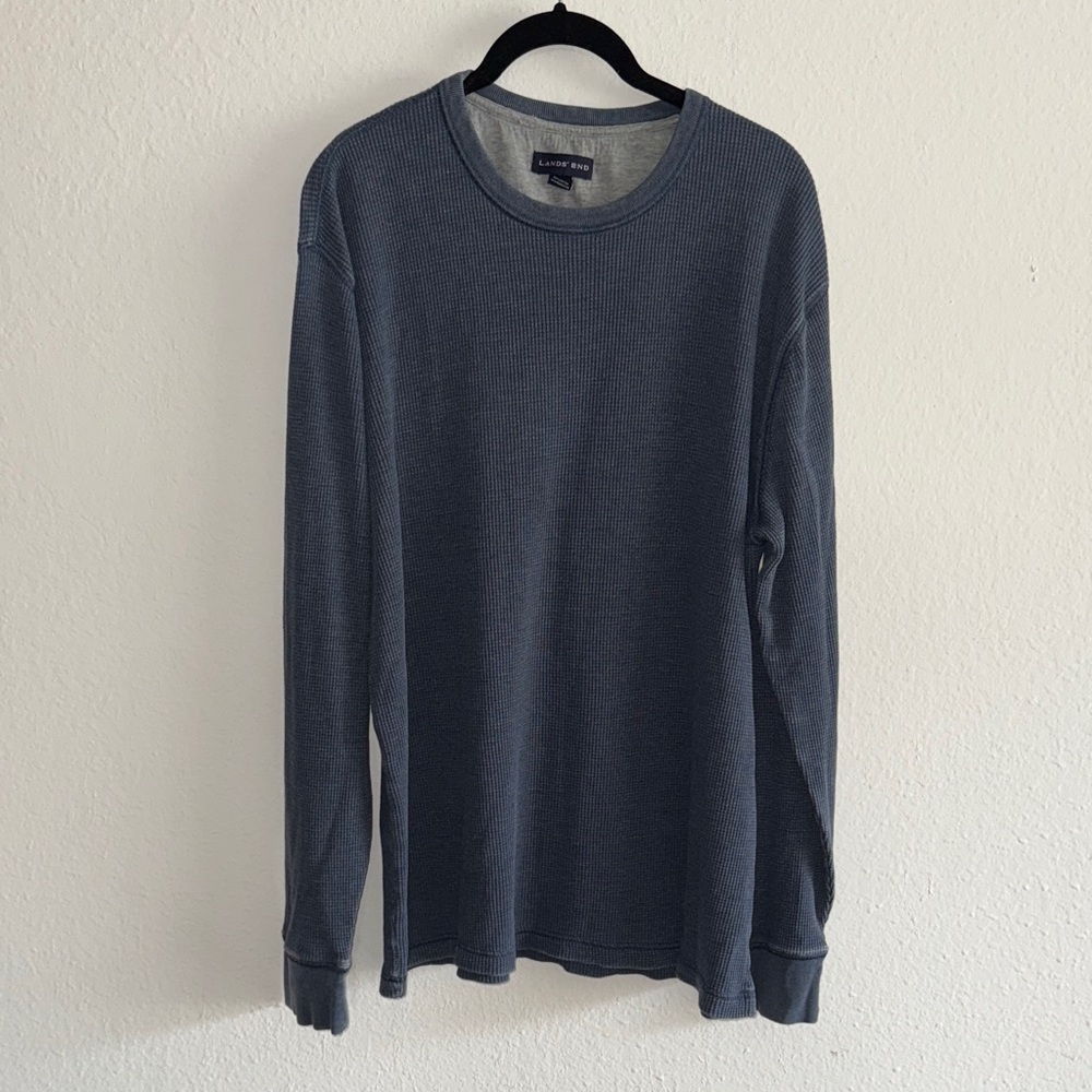 Land’s End Men's Blue Crew Neck Thermal Shirt